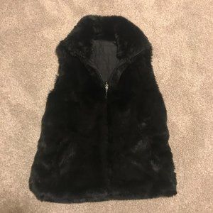 Women's Reversible M Black Faux Fur Vest